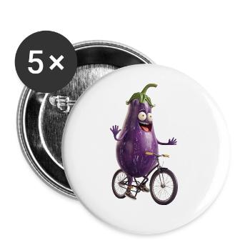 Aubergine Fahrrad - Buttons groß 56 mm (5er Pack) - Weiß - Vorne