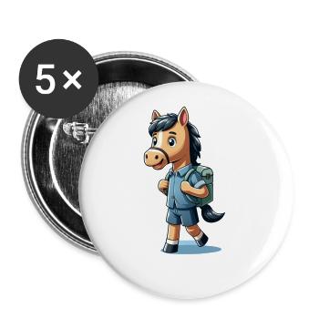 Cute Schoolboy Horse - Buttons large 2.2''/56 mm (5-pack) - white - Front