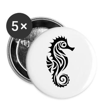 Kleines Knuffiges Seepferdchen Baby - Buttons groß 56 mm (5er Pack) - Weiß - Vorne