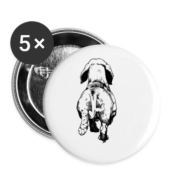 Dackel Hund Zeichnung von hinten Hund - Buttons groß 56 mm (5er Pack) - Weiß - Vorne