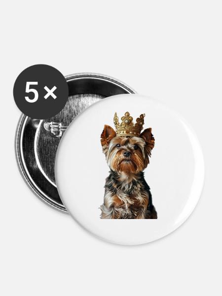 Yorkshire Terrier - Buttons groß 56 mm (5er Pack) - Weiß