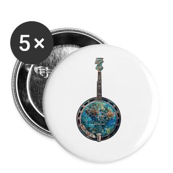 Fish Banjo - Buttons large 2.2''/56 mm (5-pack) - white - Front