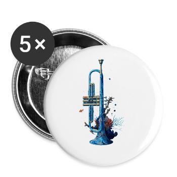 Fish Trumpet - Buttons large 2.2''/56 mm (5-pack) - white - Front