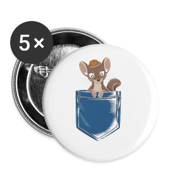 Wiesel - Buttons groß 56 mm (5er Pack) - Weiß - Vorne