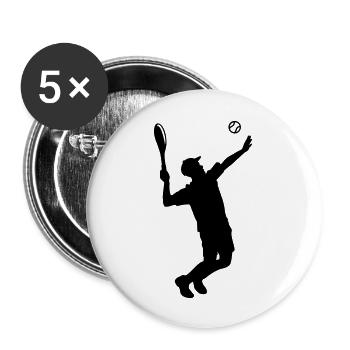 Tennisspieler Silhouette - Buttons groß 56 mm (5er Pack) - Weiß - Vorne