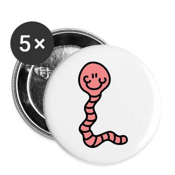 Wurm - Buttons groß 56 mm (5er Pack) - Weiß - Vorne