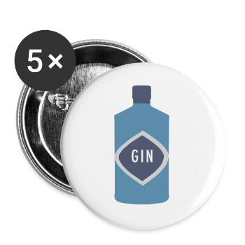 Gin Flasche Diamant Label - Buttons groß 56 mm (5er Pack) - Weiß - Vorne