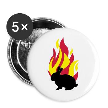 Hase mit Feuer - Buttons groß 56 mm (5er Pack) - Weiß - Vorne