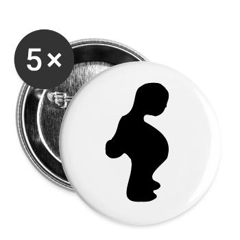 Männchen - Buttons groß 56 mm (5er Pack) - Weiß - Vorne