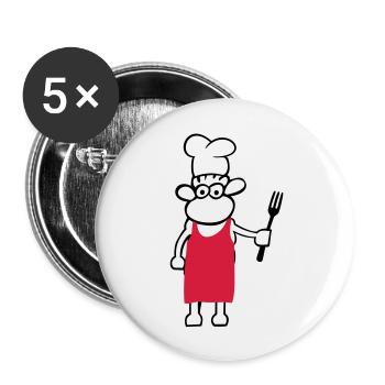 chef de cuisine - Lot de 5 grands badges (56 mm) - blanc - Devant