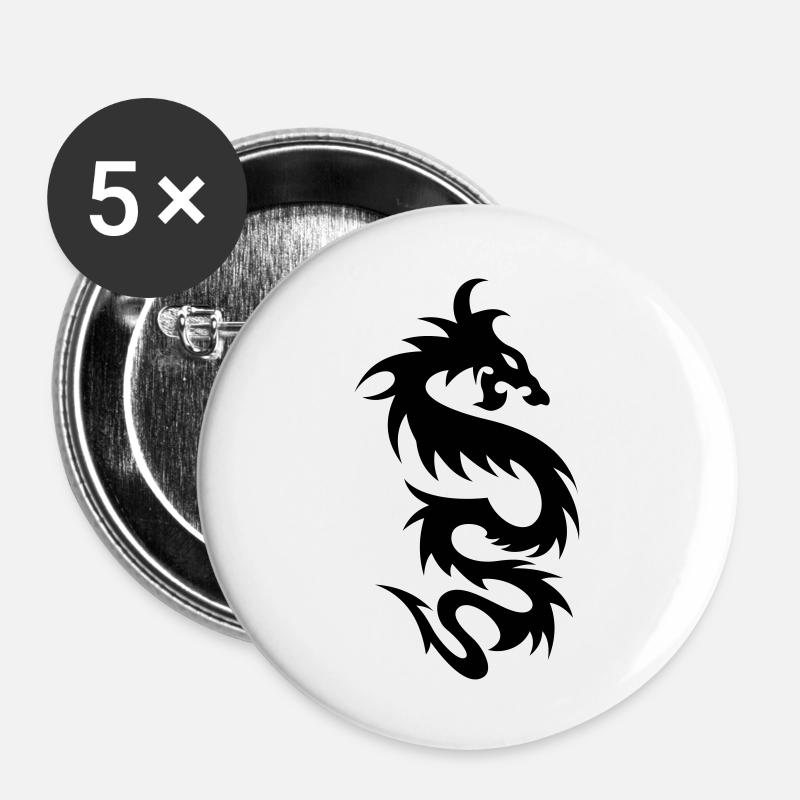 tribal dragon - Buttons large 2.2''/56 mm (5-pack) - white
