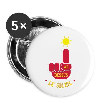 soleil - Lot de 5 grands badges (56 mm) - blanc - Devant