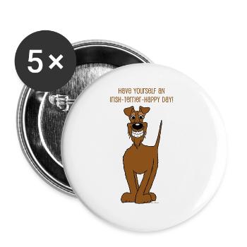 Irischer Terrier Smile - Buttons groß 56 mm (5er Pack) - Weiß - Vorne