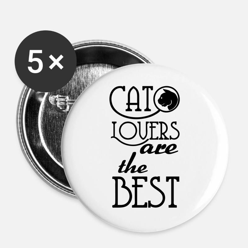 Cat Lovers are the Best - Buttons large 2.2''/56 mm (5-pack) - white