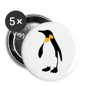 Penguin 2 colors - Buttons large 2.2''/56 mm (5-pack) - white - Front