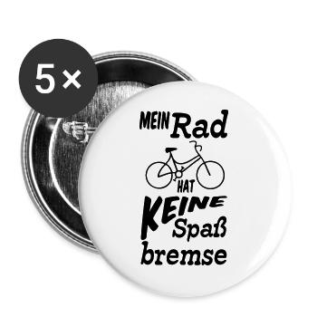 Rad ohne Spaßbremse Fahrrad Radfahrer Geschenk - Buttons groß 56 mm (5er Pack) - Weiß - Vorne