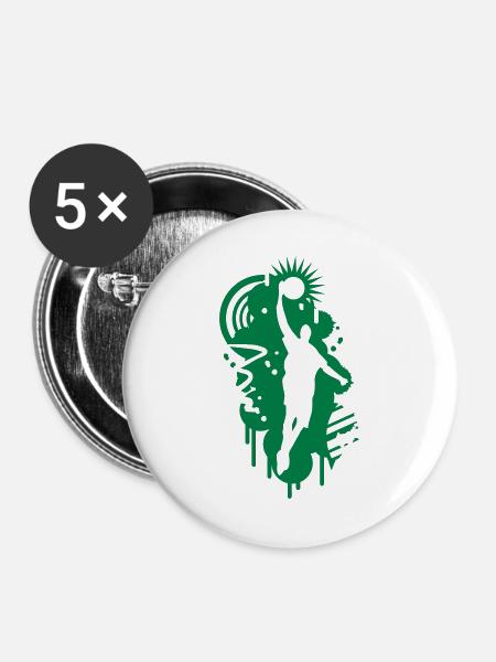 Basketball Graffiti - Buttons groß 56 mm (5er Pack) - Weiß