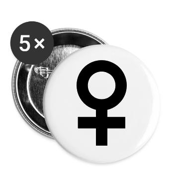 Symbol: femininity - woman (colors can be customized!) - Buttons large 2.2''/56 mm (5-pack) - white - Front
