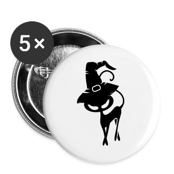 Un chat noir avec chapeau de sorcière - Lot de 5 grands badges (56 mm) - blanc - Devant