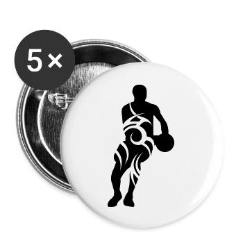 Men basketball tribal - Lot de 5 grands badges (56 mm) - blanc - Devant