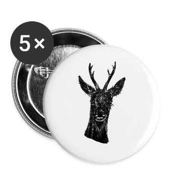 Rehbock Portrait Schwarz - Buttons groß 56 mm (5er Pack) - Weiß - Vorne