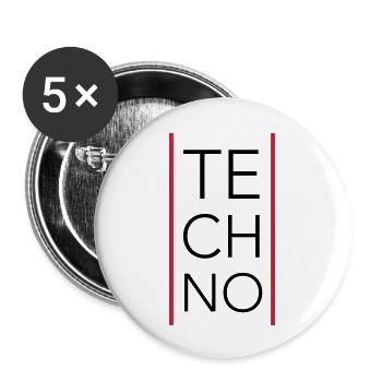 Techno - Buttons groß 56 mm (5er Pack) - Weiß - Vorne