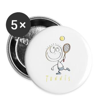Joueur de tennis heureux - personnage de dessin animé - Lot de 5 grands badges (56 mm) - blanc - Devant