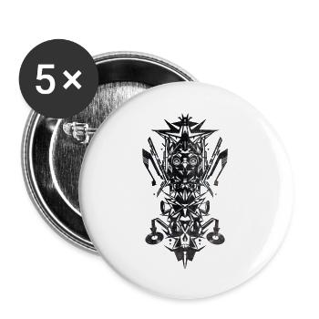 TECHNO - Lot de 5 grands badges (56 mm) - blanc - Devant