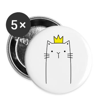 Cat with crown Prince princess gift - Buttons large 2.2''/56 mm (5-pack) - white - Front