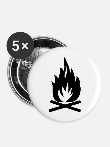 Lagerfeuer - Buttons groß 56 mm (5er Pack) - Weiß