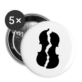 Geige zerbrochen - Buttons groß 56 mm (5er Pack) - Weiß - Vorne