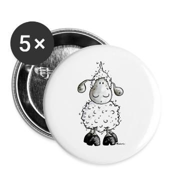 Mc Wolle Wollschaf Schaf - Buttons groß 56 mm (5er Pack) - Weiß - Vorne