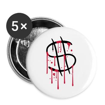 gouttes de sang graffiti spray liquide symbole dollar zei - Lot de 5 grands badges (56 mm) - blanc - Devant