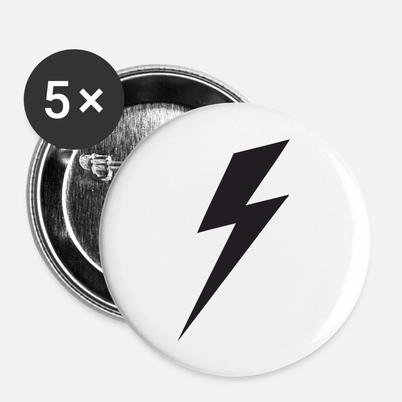 Lightning Bolt - Buttons large 2.2''/56 mm (5-pack) - white