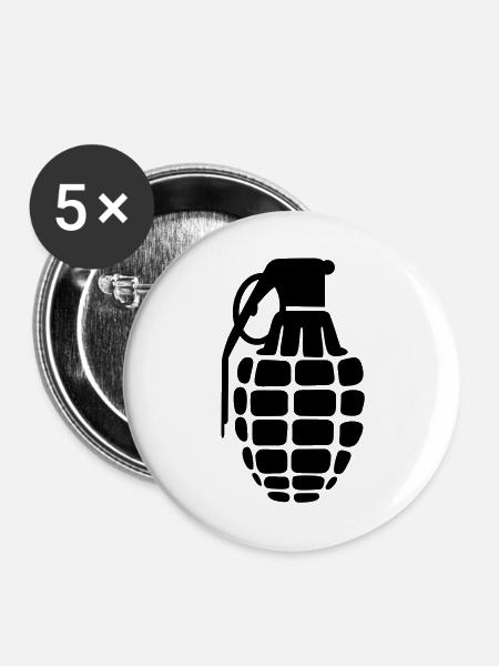 Granate grenade - Buttons groß 56 mm (5er Pack) - Weiß