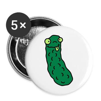 Funny Cucumber - Buttons groß 56 mm (5er Pack) - Weiß - Vorne