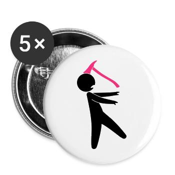 A zombie with an ax in the head - Buttons large 2.2''/56 mm (5-pack) - white - Front