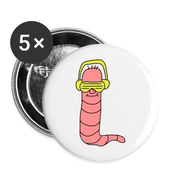 Cool Party Worm DJ - Lot de 5 grands badges (56 mm) - blanc - Devant