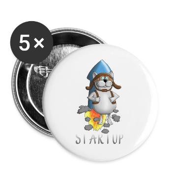 coole Startup Rakete - Buttons groß 56 mm (5er Pack) - Weiß - Vorne