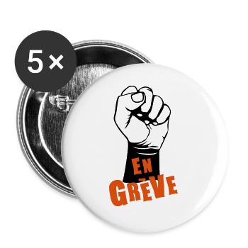 en greve point leve coup - Lot de 5 grands badges (56 mm) - blanc - Devant