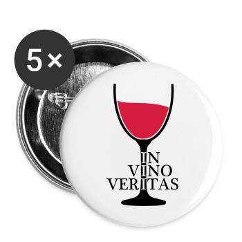IN VINO VERITAS Wein Weinglas 2c - Buttons groß 56 mm (5er Pack) - Weiß - Vorne