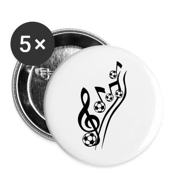 Partitur Musik Fußball Note Cle Ball - Buttons groß 56 mm (5er Pack) - Weiß - Vorne
