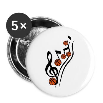 score music basketball note cle ball - Buttons large 2.2''/56 mm (5-pack) - white - Front