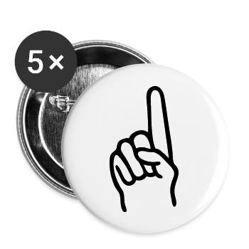 Fan Main (doigt) 01 - Lot de 5 grands badges (56 mm) - blanc - Devant