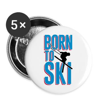Born to Ski - Buttons large 2.2''/56 mm (5-pack) - white - Front