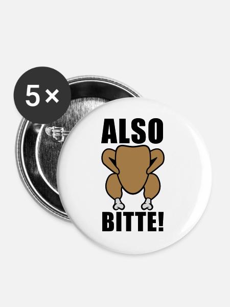 Also bitte - Buttons groß 56 mm (5er Pack) - Weiß