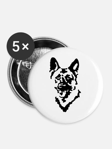 Schäferhund - Buttons groß 56 mm (5er Pack) - Weiß