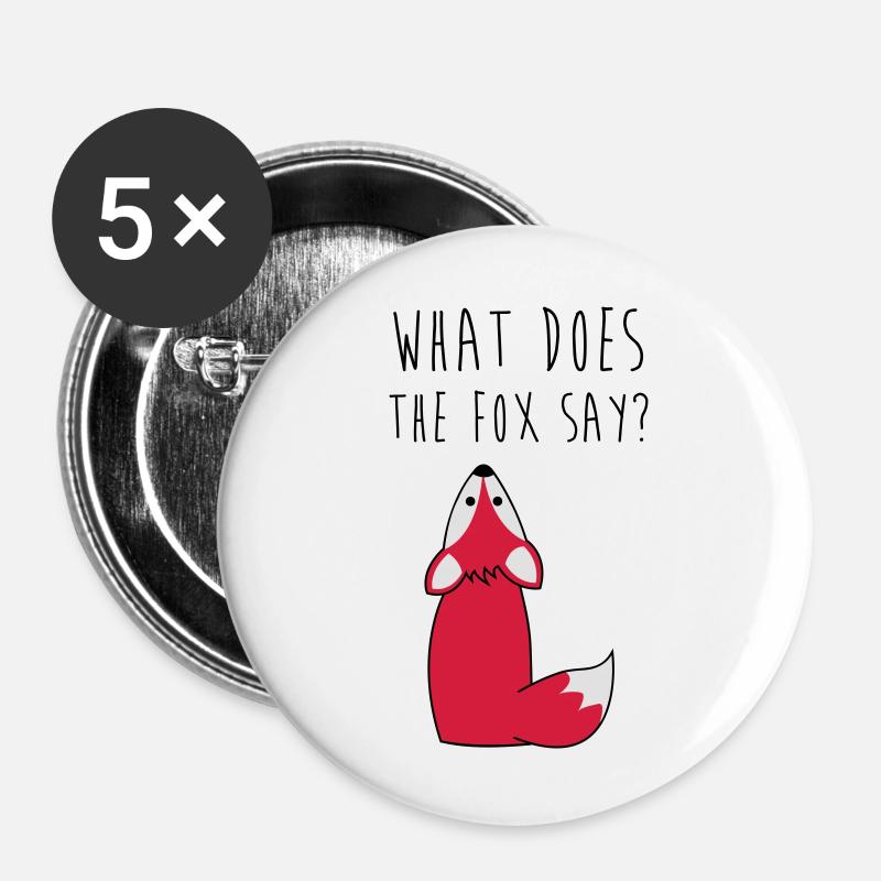 What does the fox say? - Buttons groß 56 mm (5er Pack) - Weiß