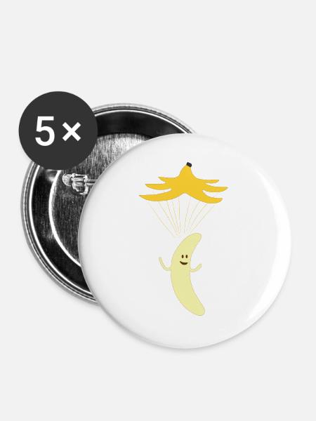 Banane - Buttons groß 56 mm (5er Pack) - Weiß