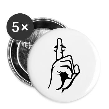 hand__ruhe_bitte_ - Buttons groß 56 mm (5er Pack) - Weiß - Vorne